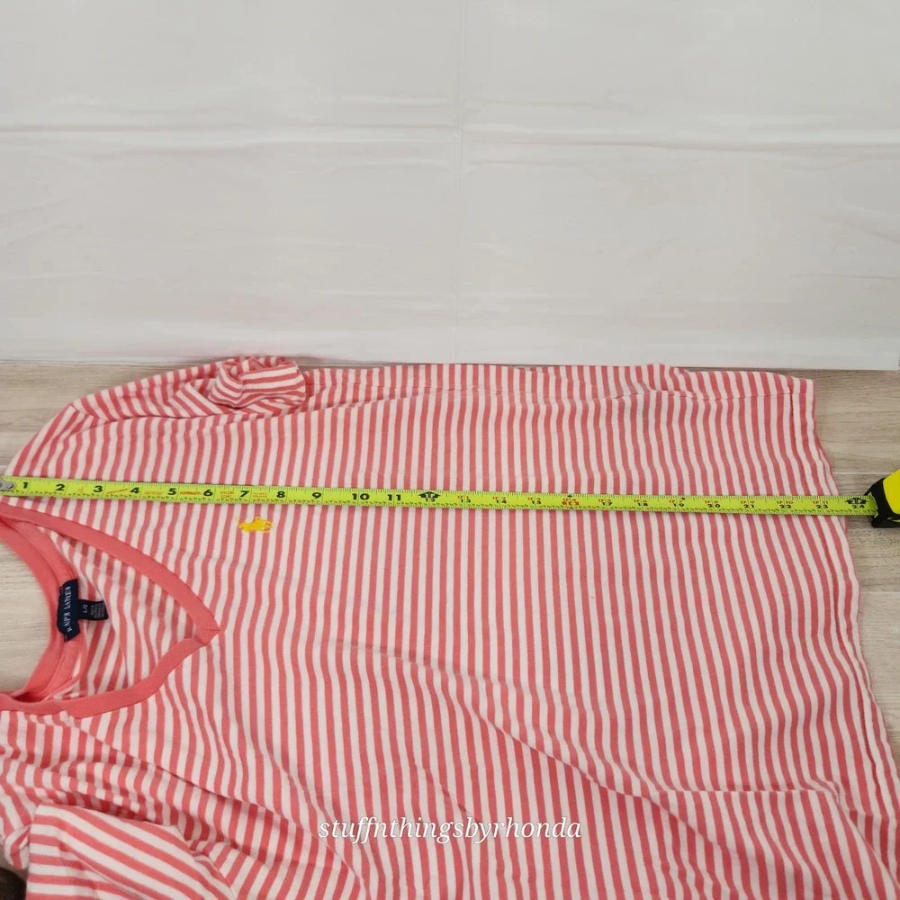 Ralph Lauren Girls/Youth Large Tshirt Stripe Raspberry Pink White Short Sleeve